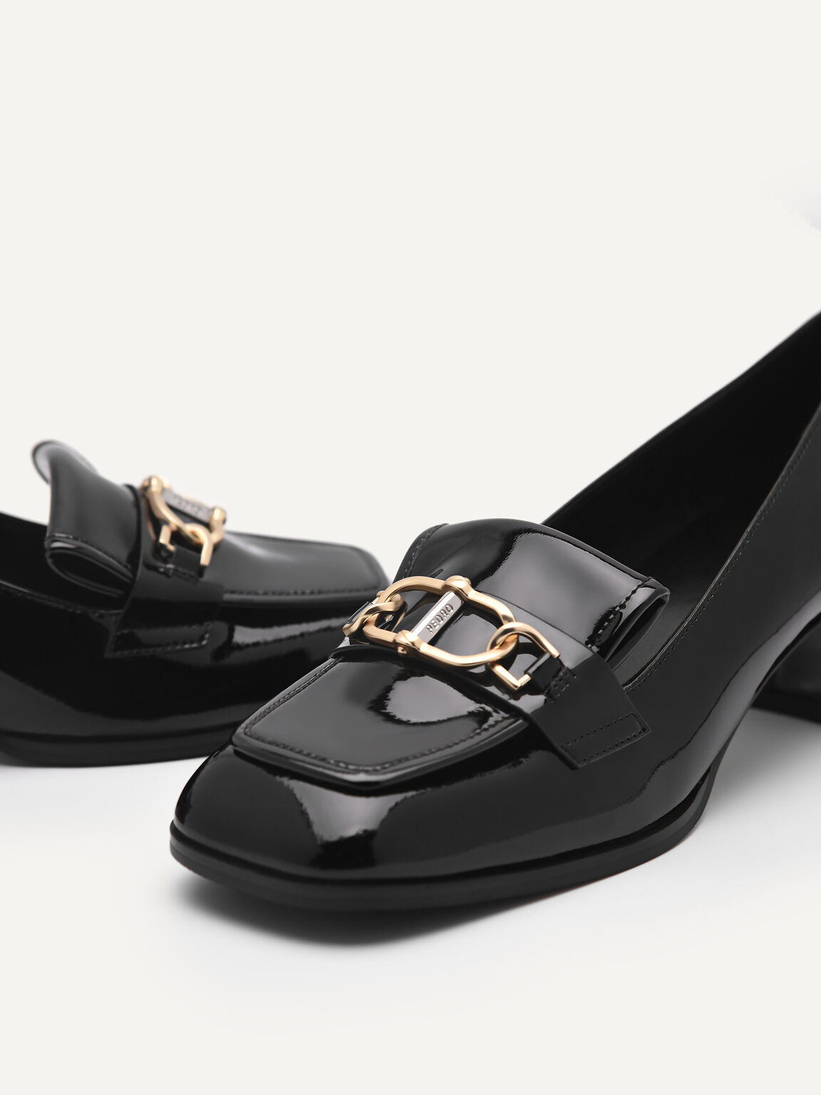 Jean Leather Heels, Black