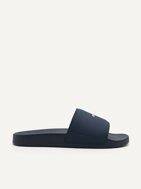 Rubber Slide Sandals, Navy