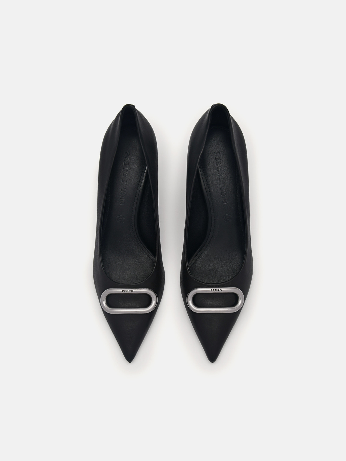 PEDRO工作室Kate皮革一腳蹬高跟鞋, 黑色