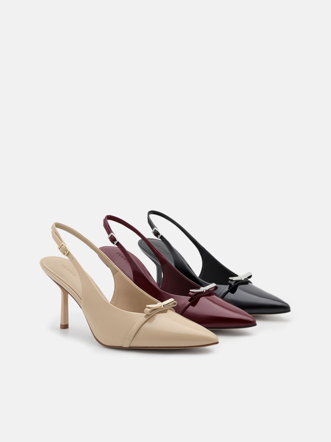 Jeanine Patent Leather Heel Slingback Pumps, Sand Patent