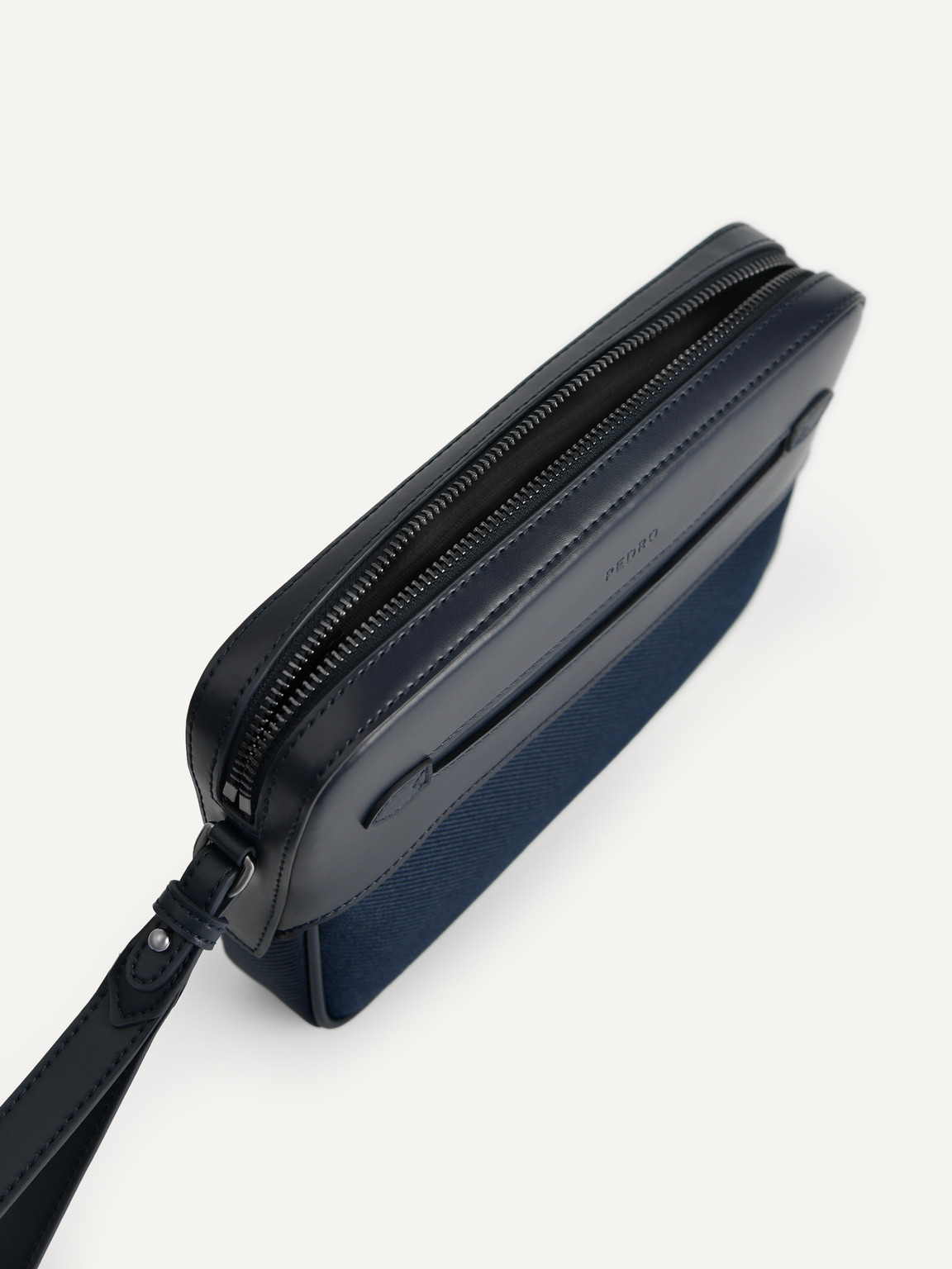 Leather Clutch, Navy