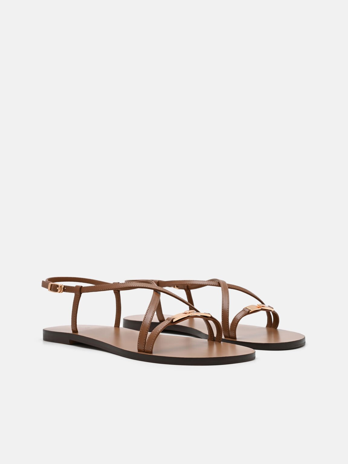 Hitch Ankle Strap Sandals, Cognac