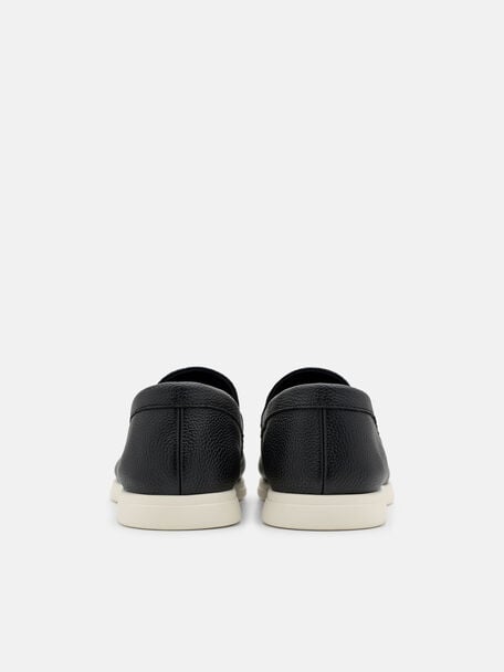 Oliver Tumbled Leather Loafers, Black Tumble