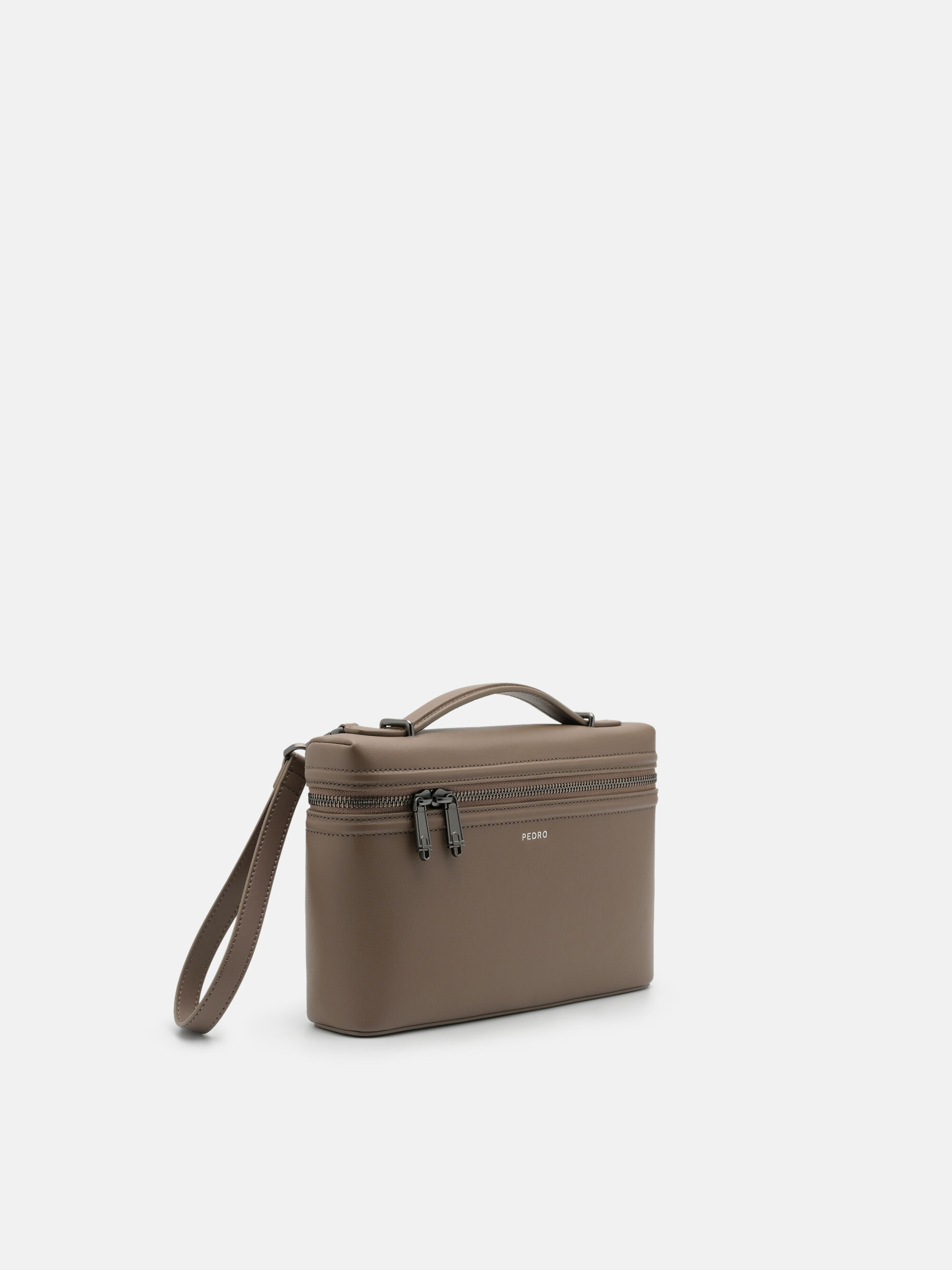 Dark Taupe Leather Clutch Bag - PEDRO EU