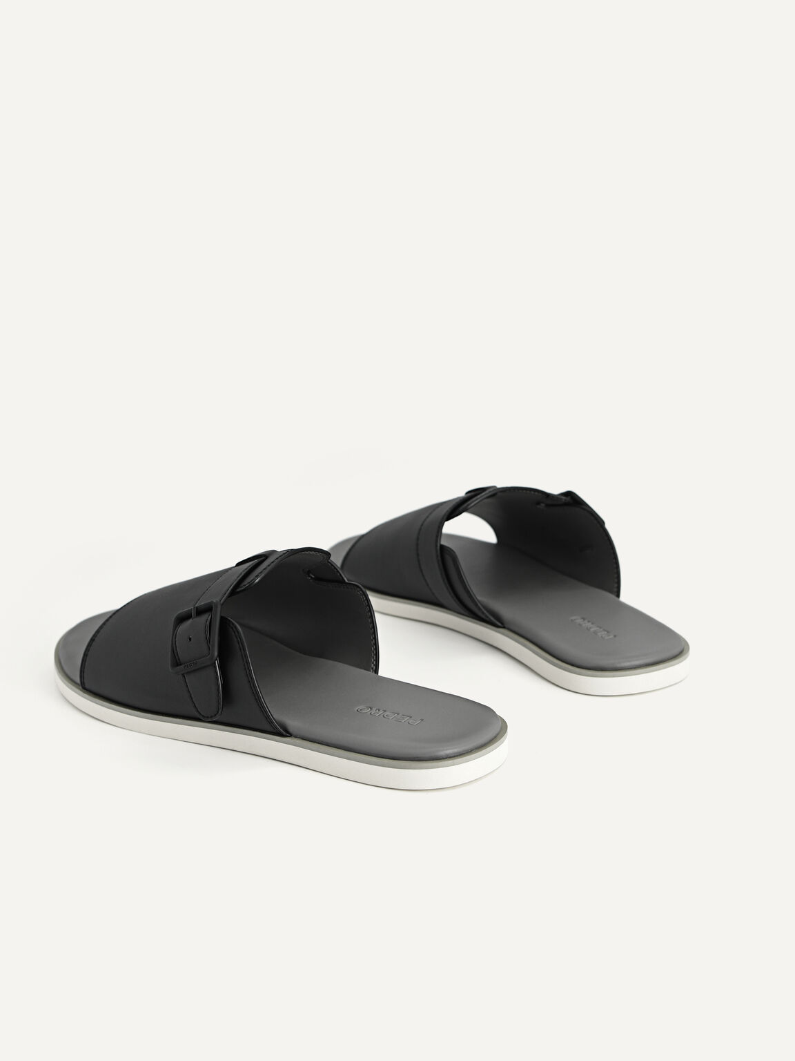 Monochrome Slide Sandals, Black