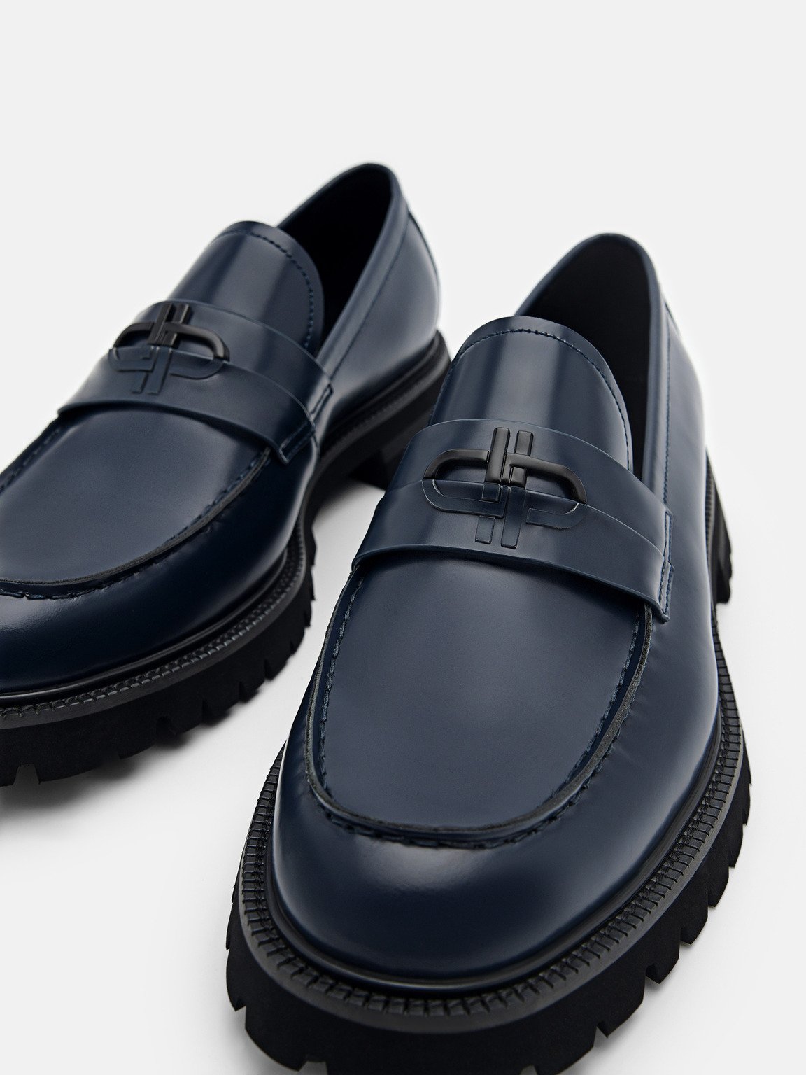 PEDRO標誌皮革樂福鞋, 海军蓝色