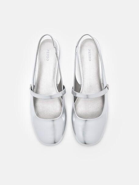 Tria Slingback Mules, Silver