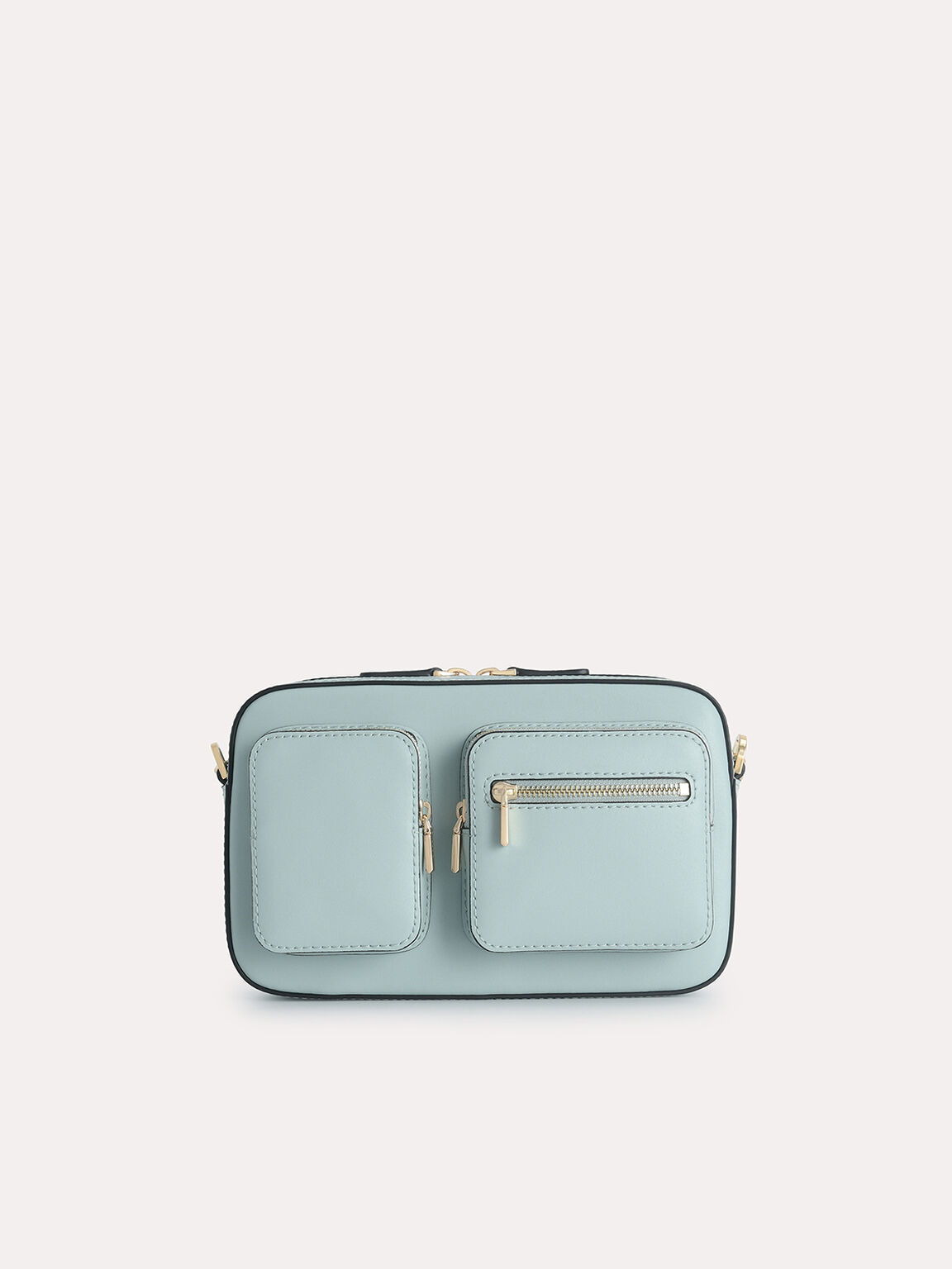 Leather Boxy Bag, Slate Blue