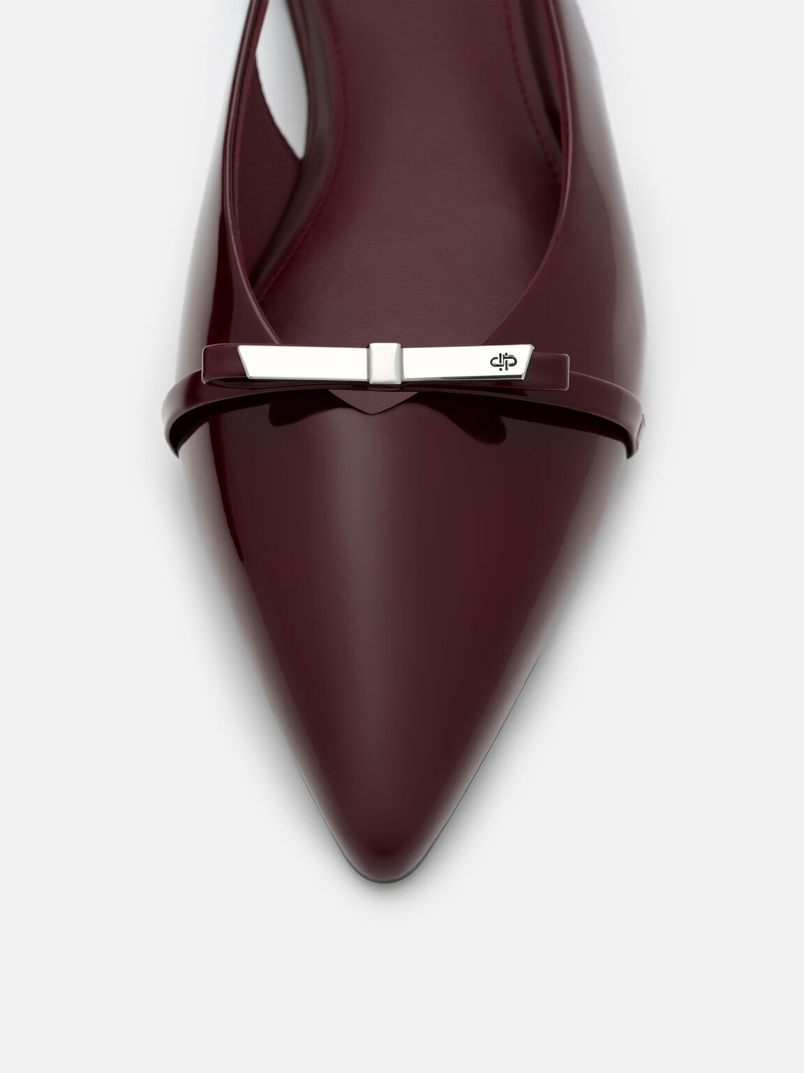 Jeanine Leather Slingback Flats, Burgundy Patent