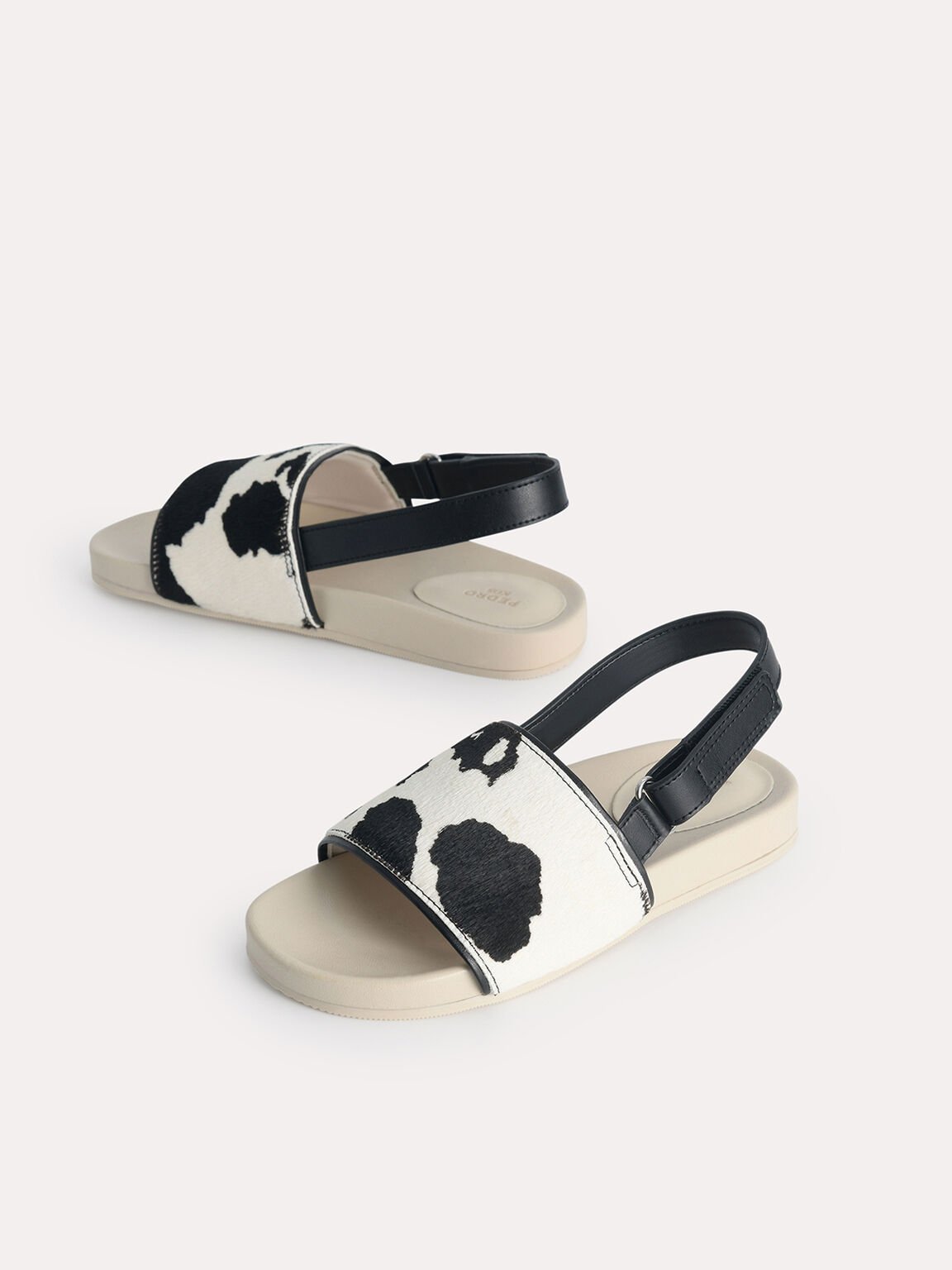 Cow Printed Slingback Sandals, Sand