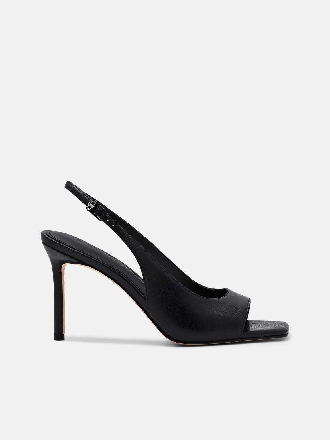 Marina Leather Heel Sandals, Black