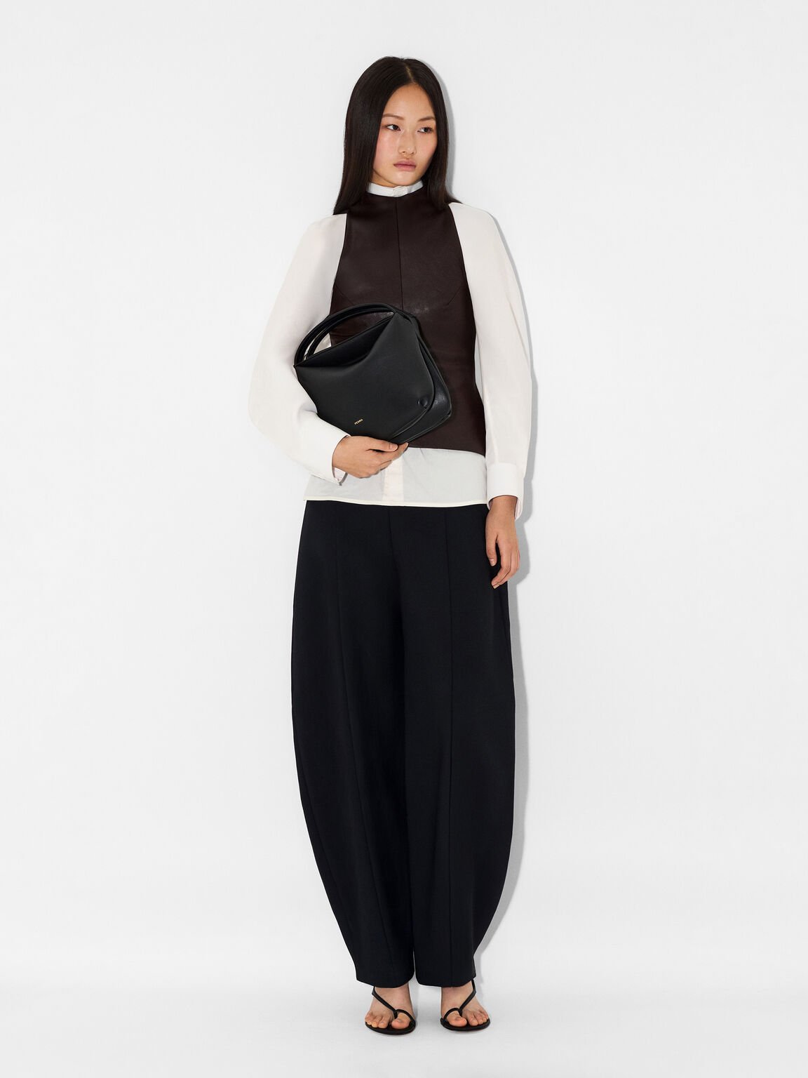 Leather Hobo Bag, Black