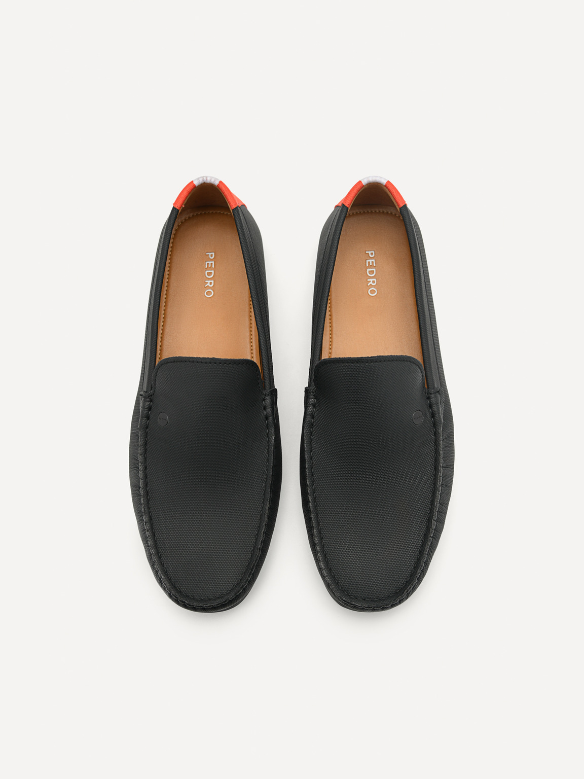 皮革織物一腳蹬樂福鞋, 黑色