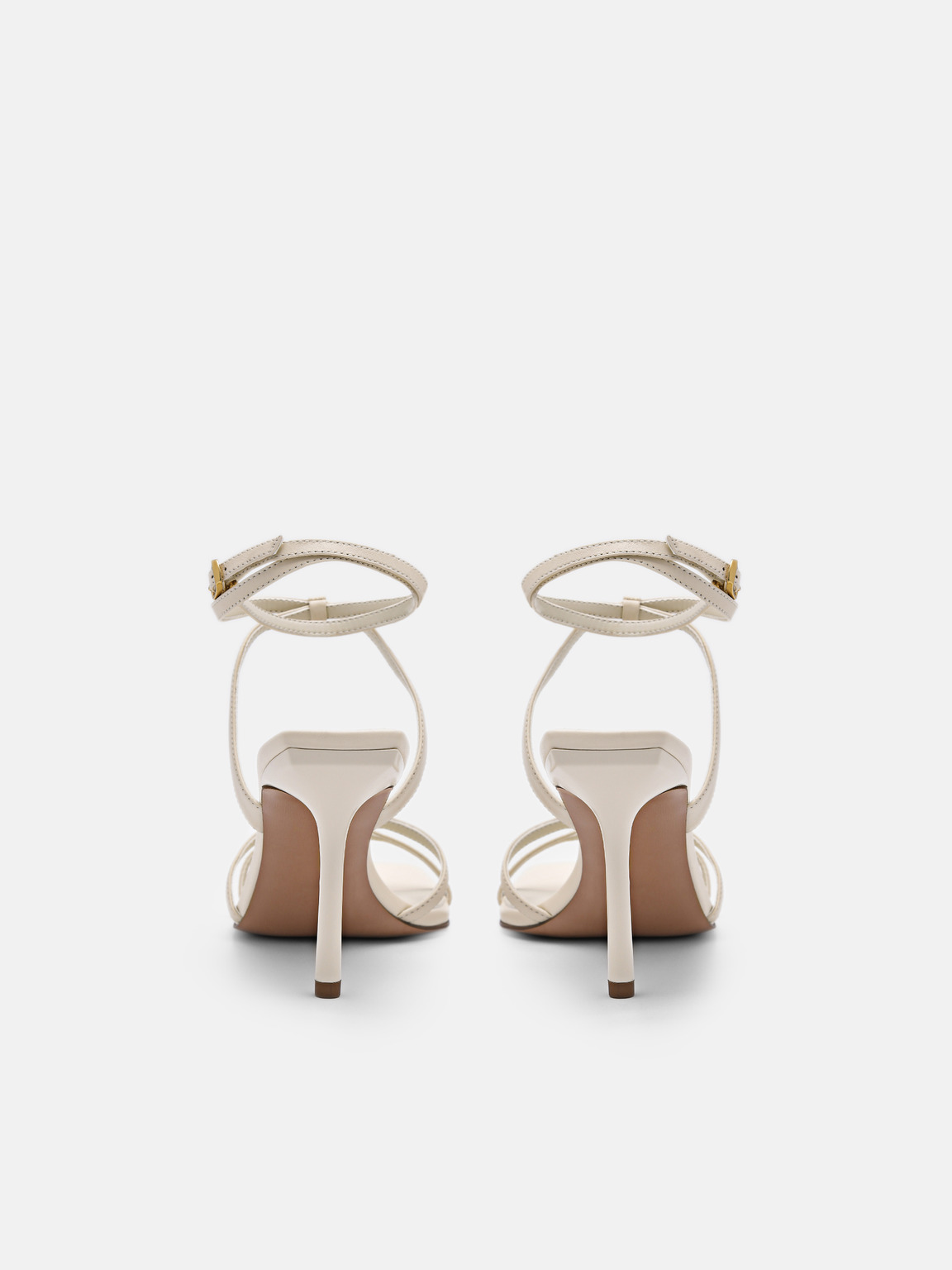 Sofia Leather Heel Sandals, Beige