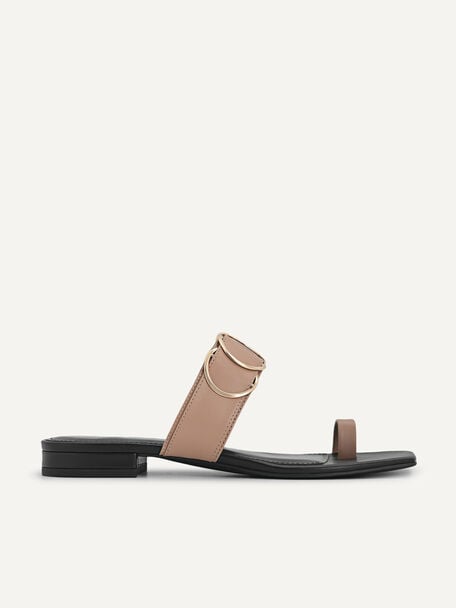 Metallic Toe Loop Sandals, Nude, hi-res