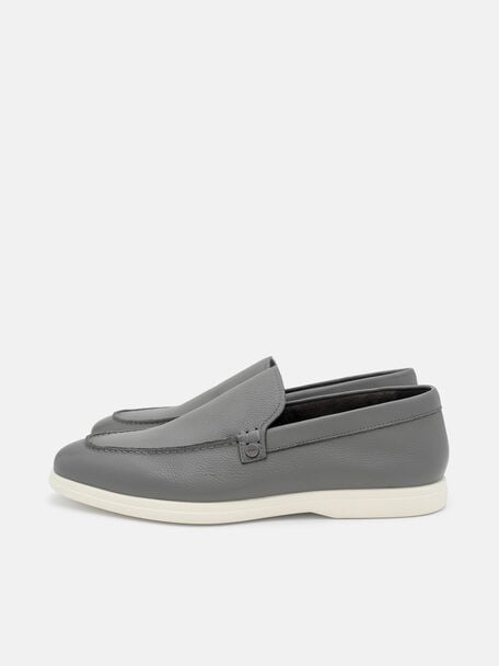 Oliver Tumbled Leather Loafers, Grey Tumble