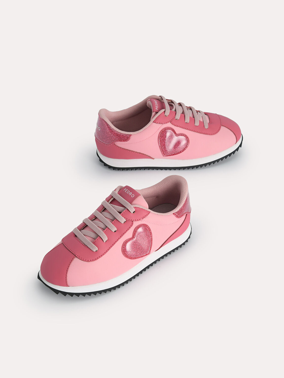 Sneakers with Glitter Heart, Pink