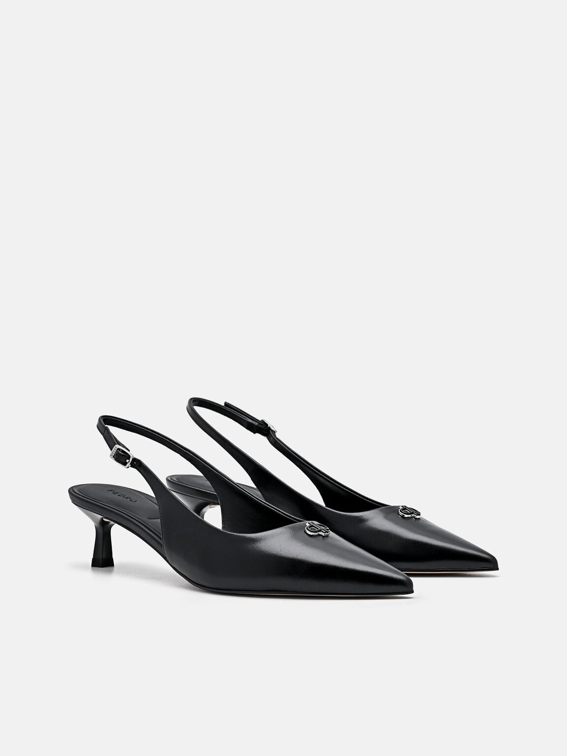 Marina Leather Slingback Heel Pumps, Black