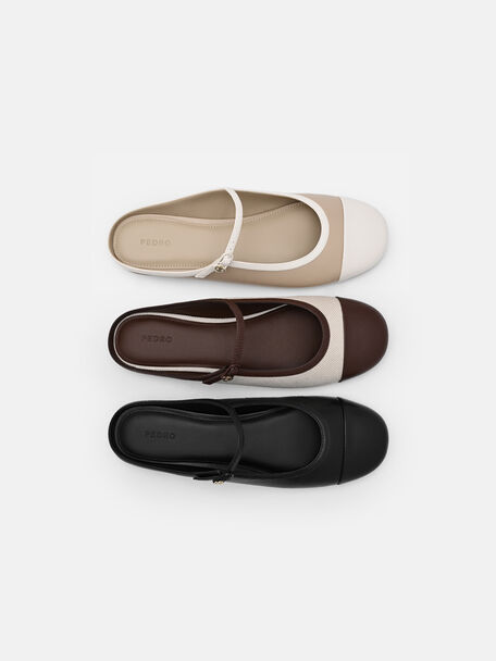 Cap Toe Mules, Beige Canvas