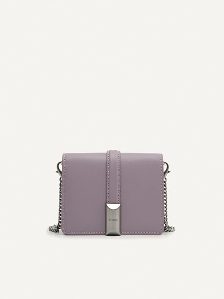 Mini Pouch with Thin Metal Chain, Lilac