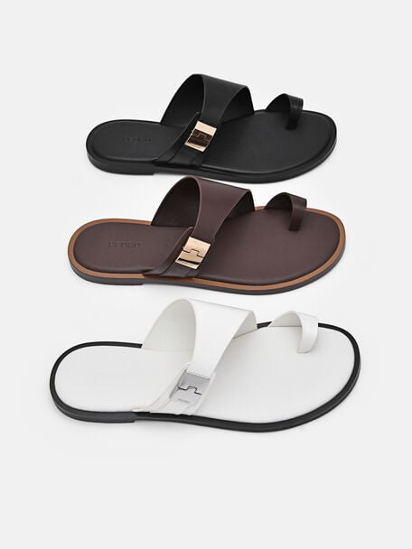 Jatte Leather Sandals, Dark Brown