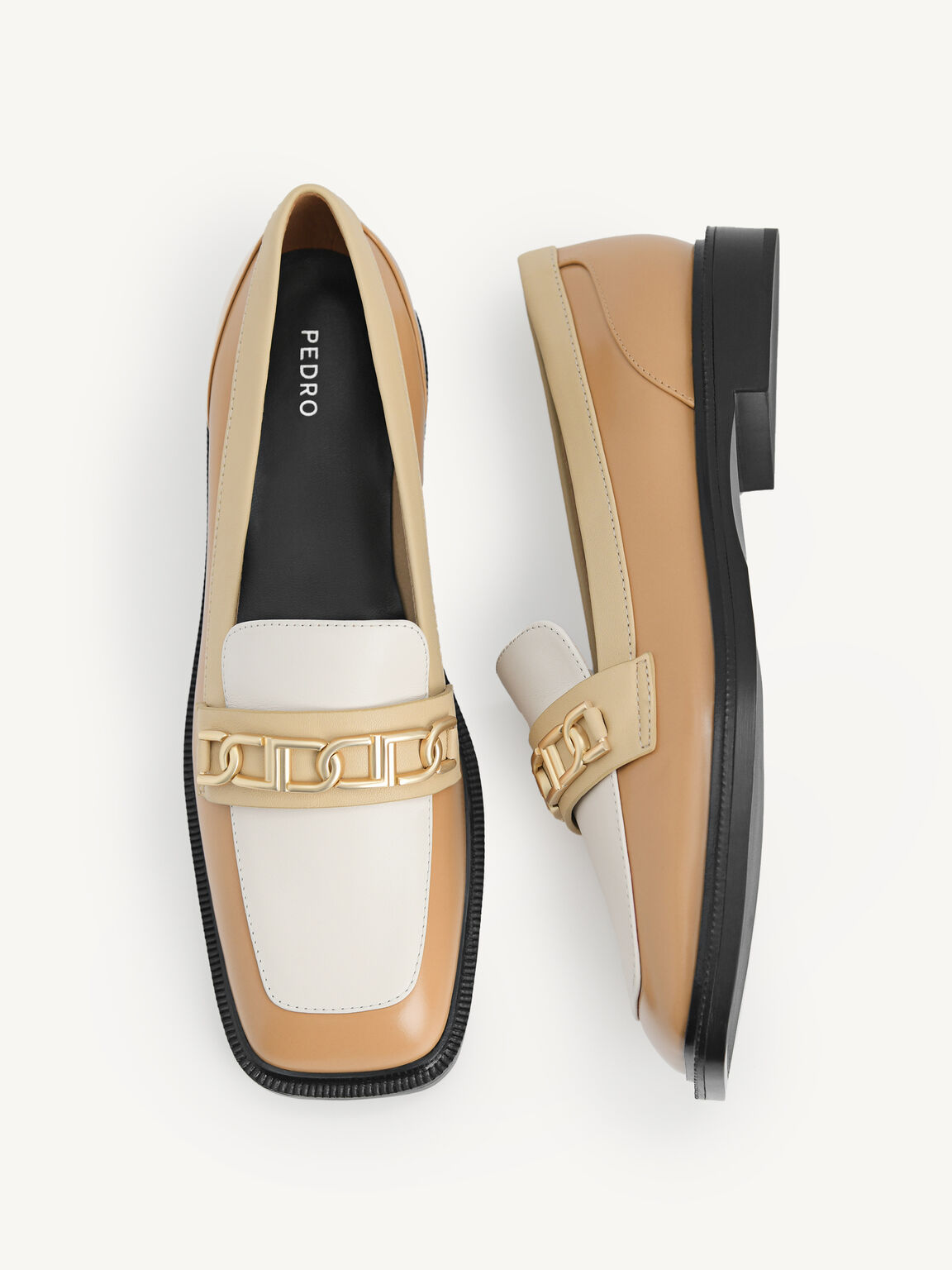 PEDRO Icon Leather Square Toe Loafers, Camel