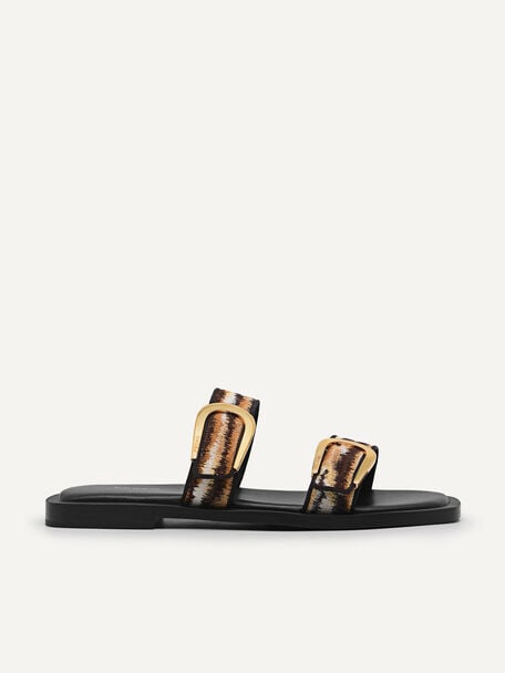 Printed Double Strap Sandals, Multi