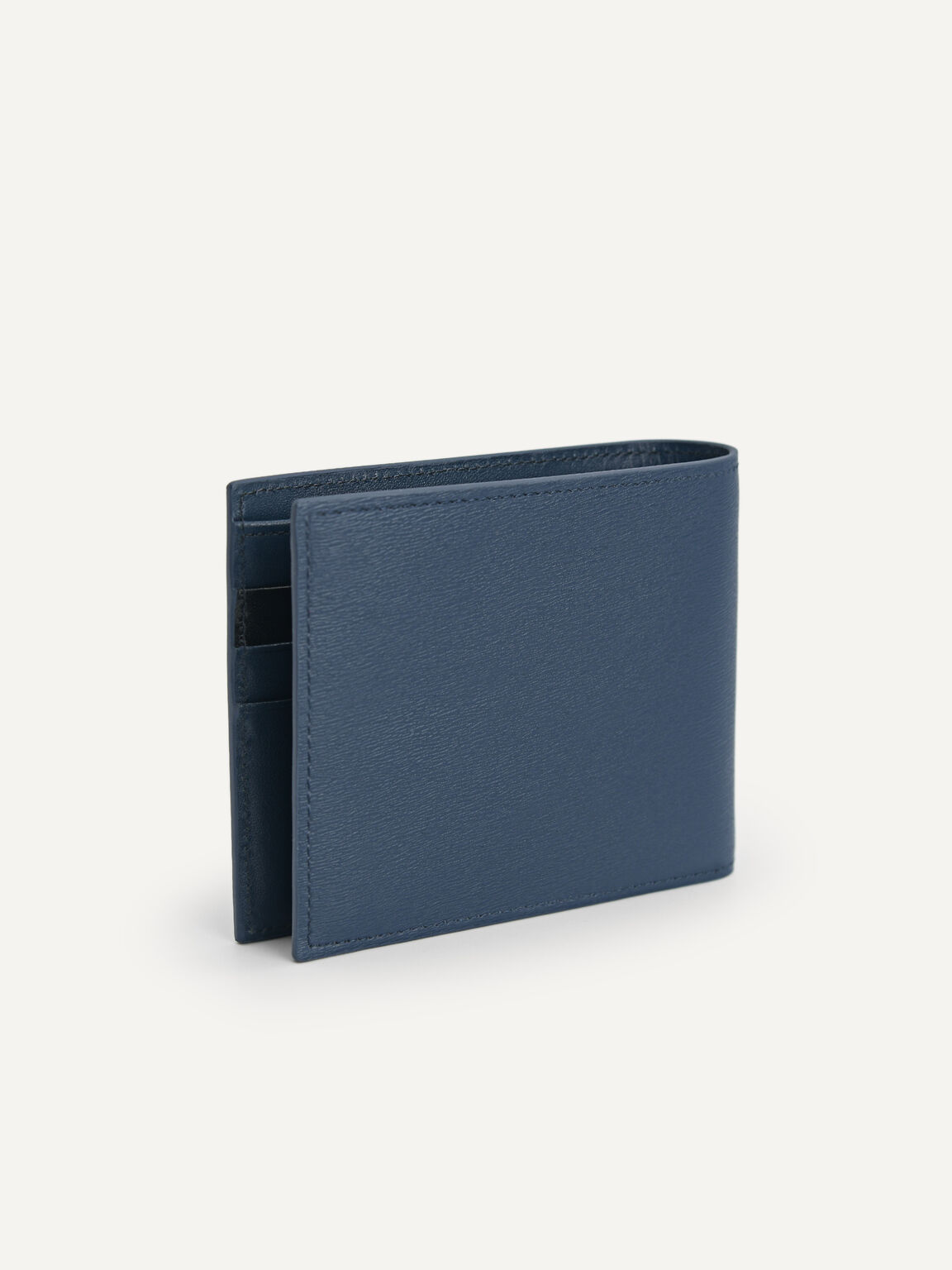皮革雙折疊錢包（RFID）, 海军蓝色