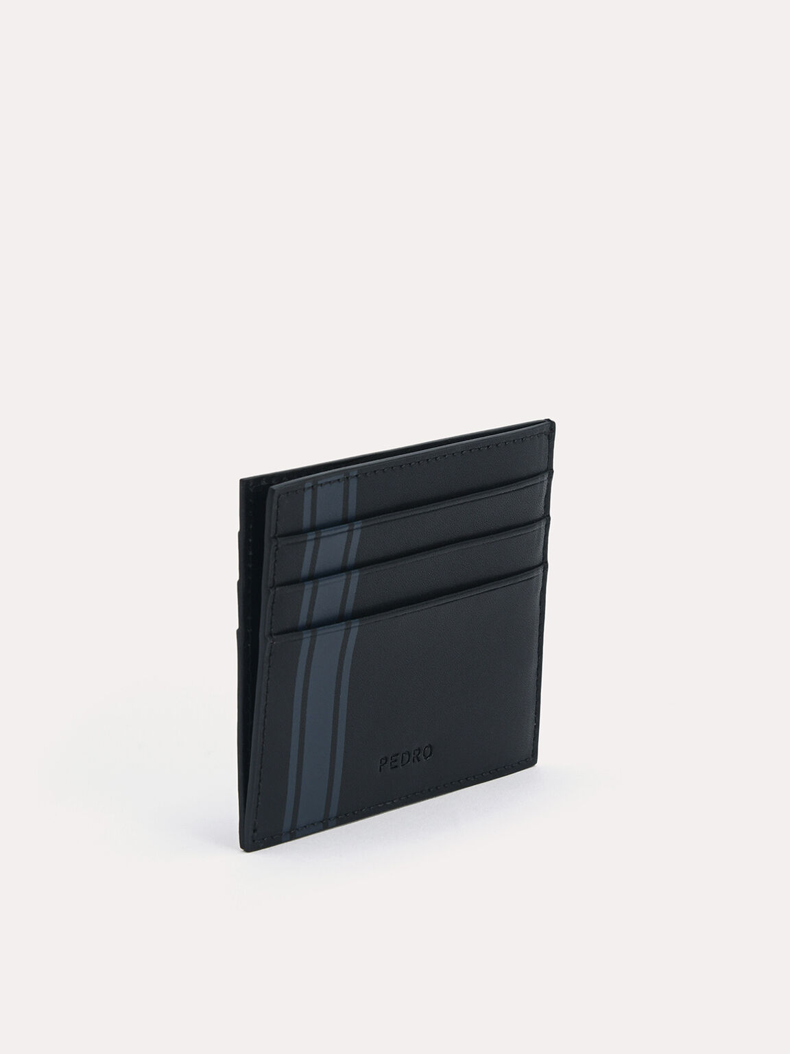 Two-Tone Leather Cardholder, Black