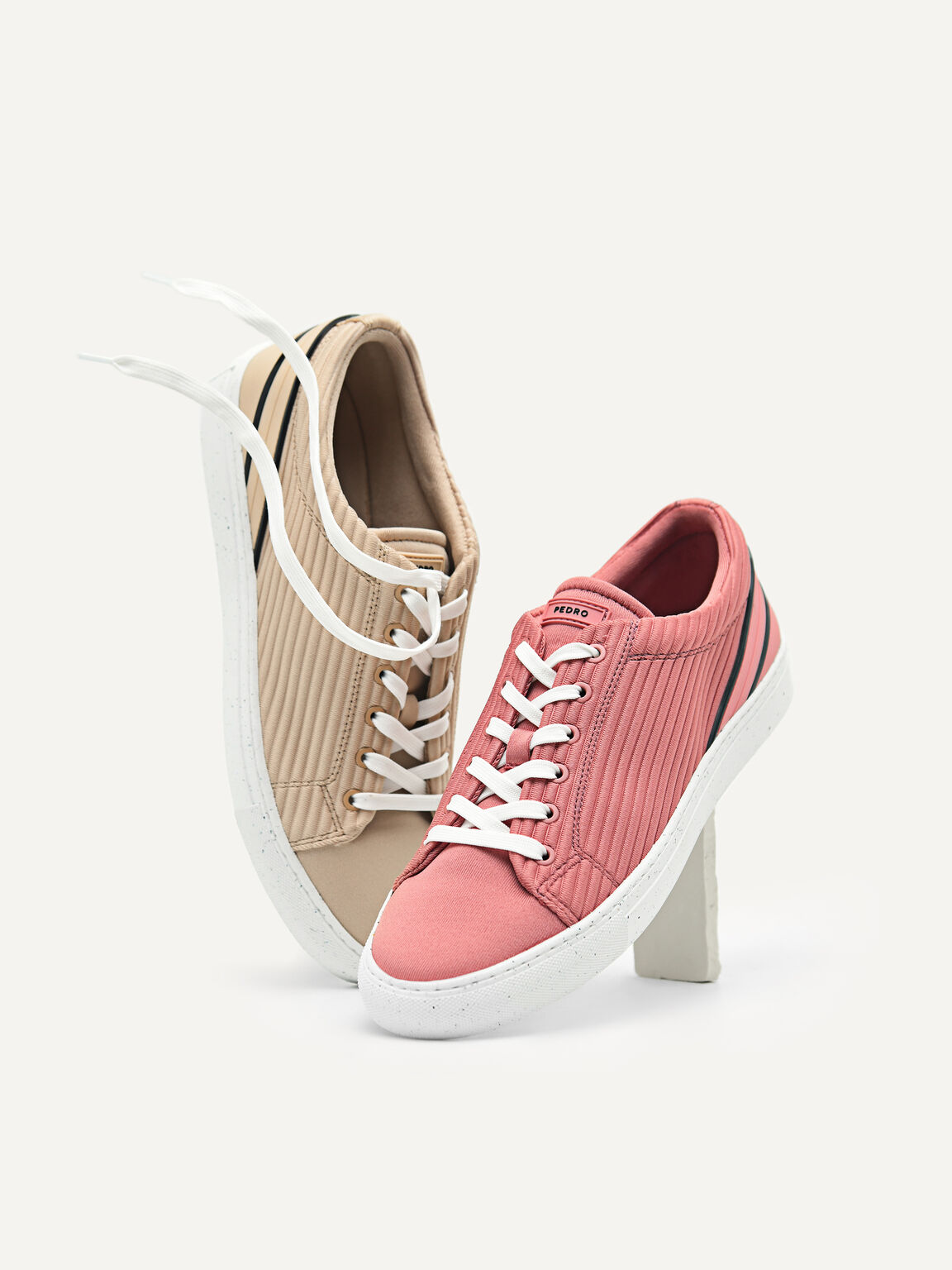rePEDRO Pleated Sneakers, Nude