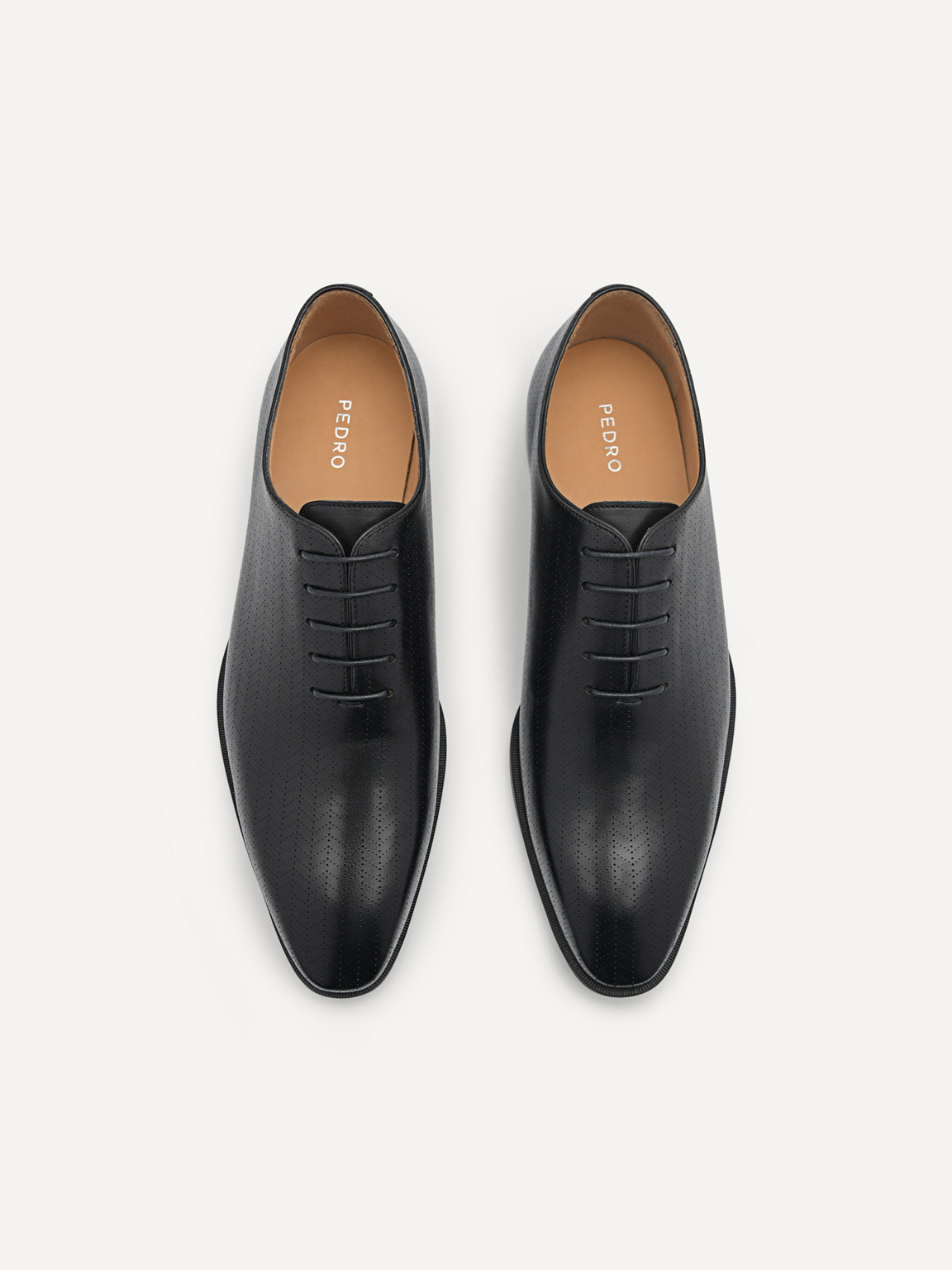 壓紋皮革牛津鞋, 黑色