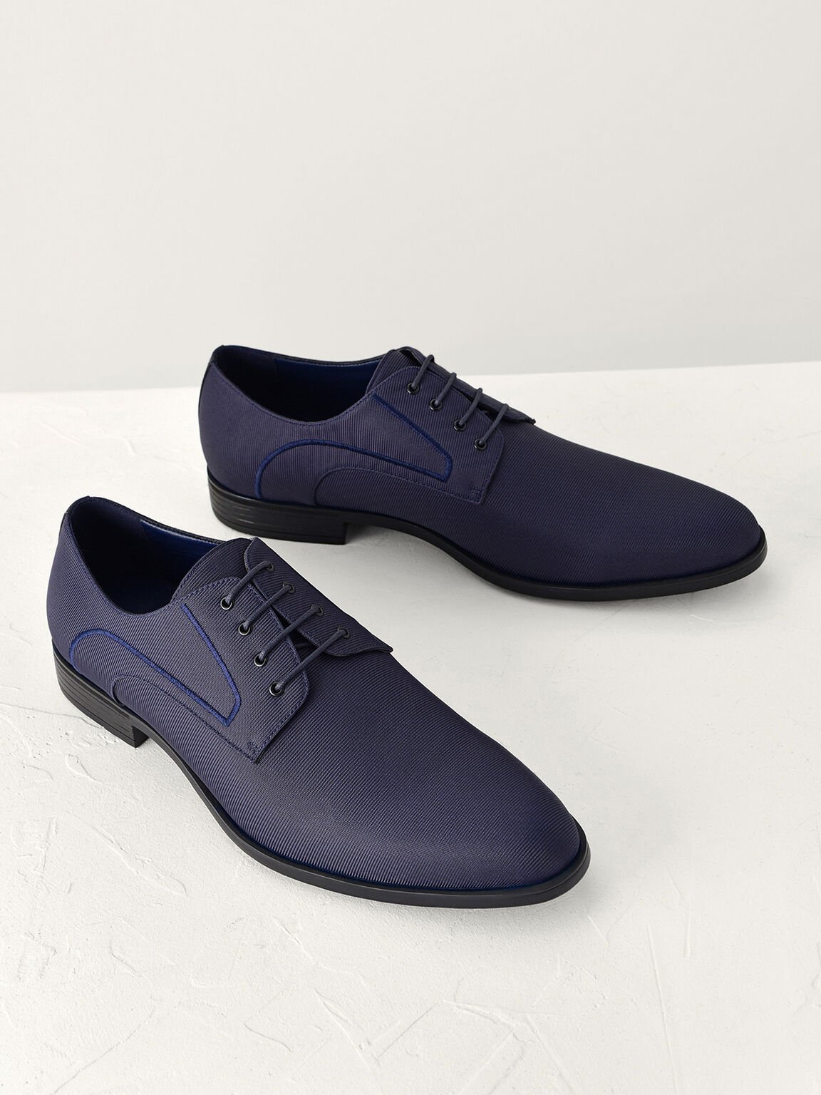 Pointed Toe Derby Shoes, Navy