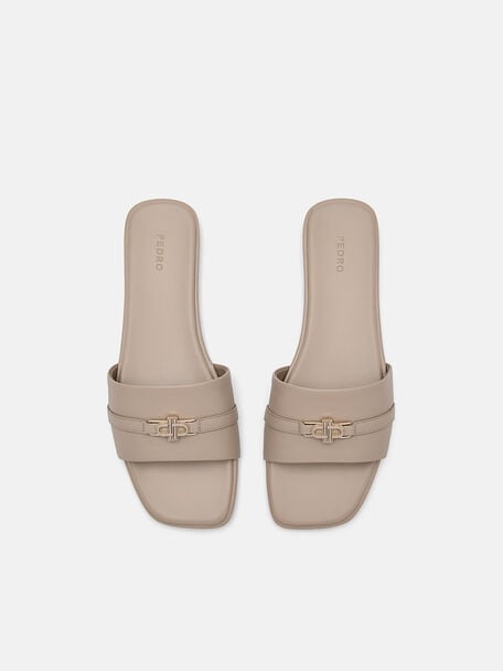 Leather Sandals, Taupe
