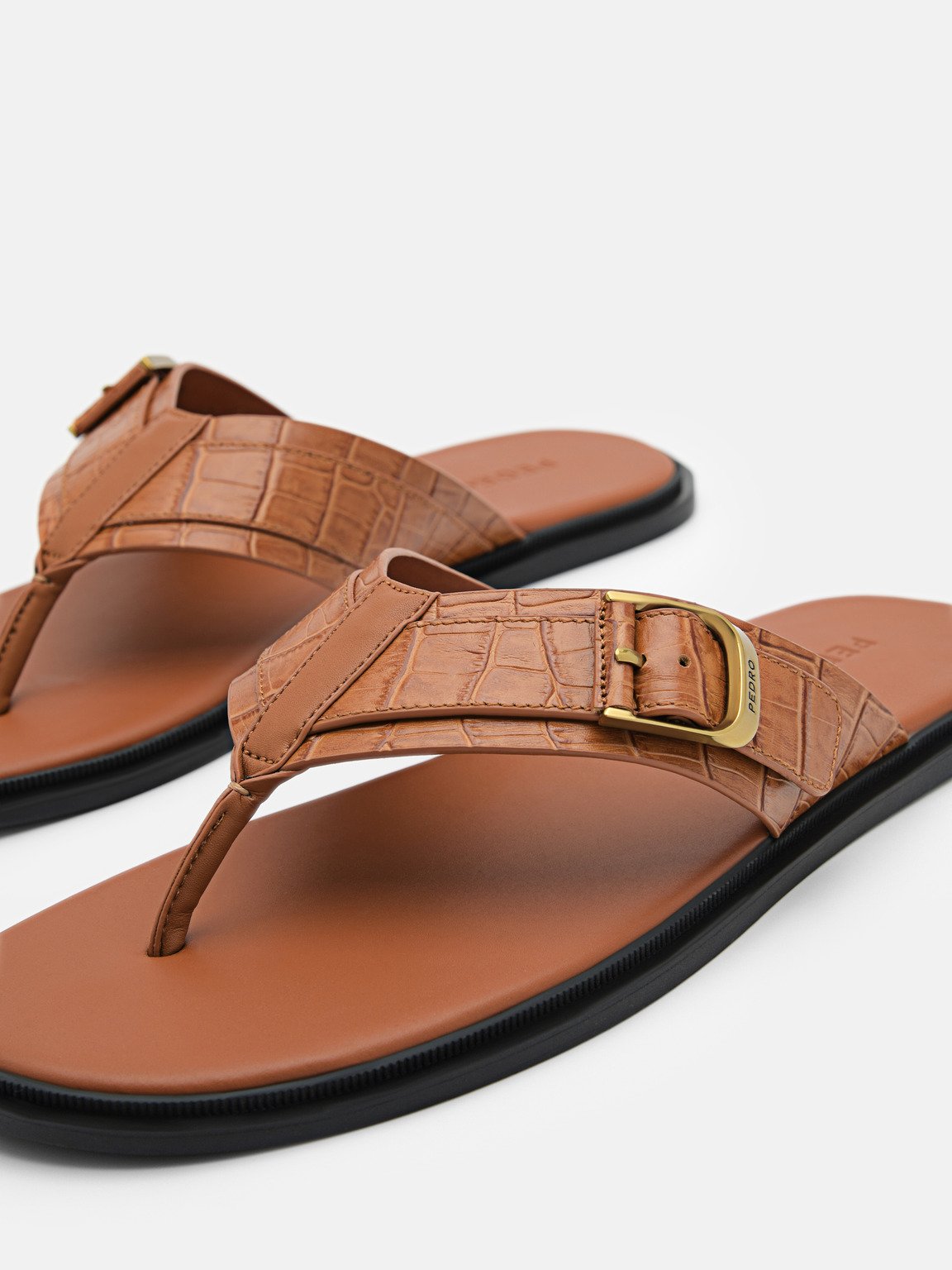 Helix Leather Thong Sandals, Camel