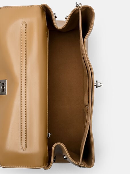 Mirelle Leather Shoulder Bag, Camel