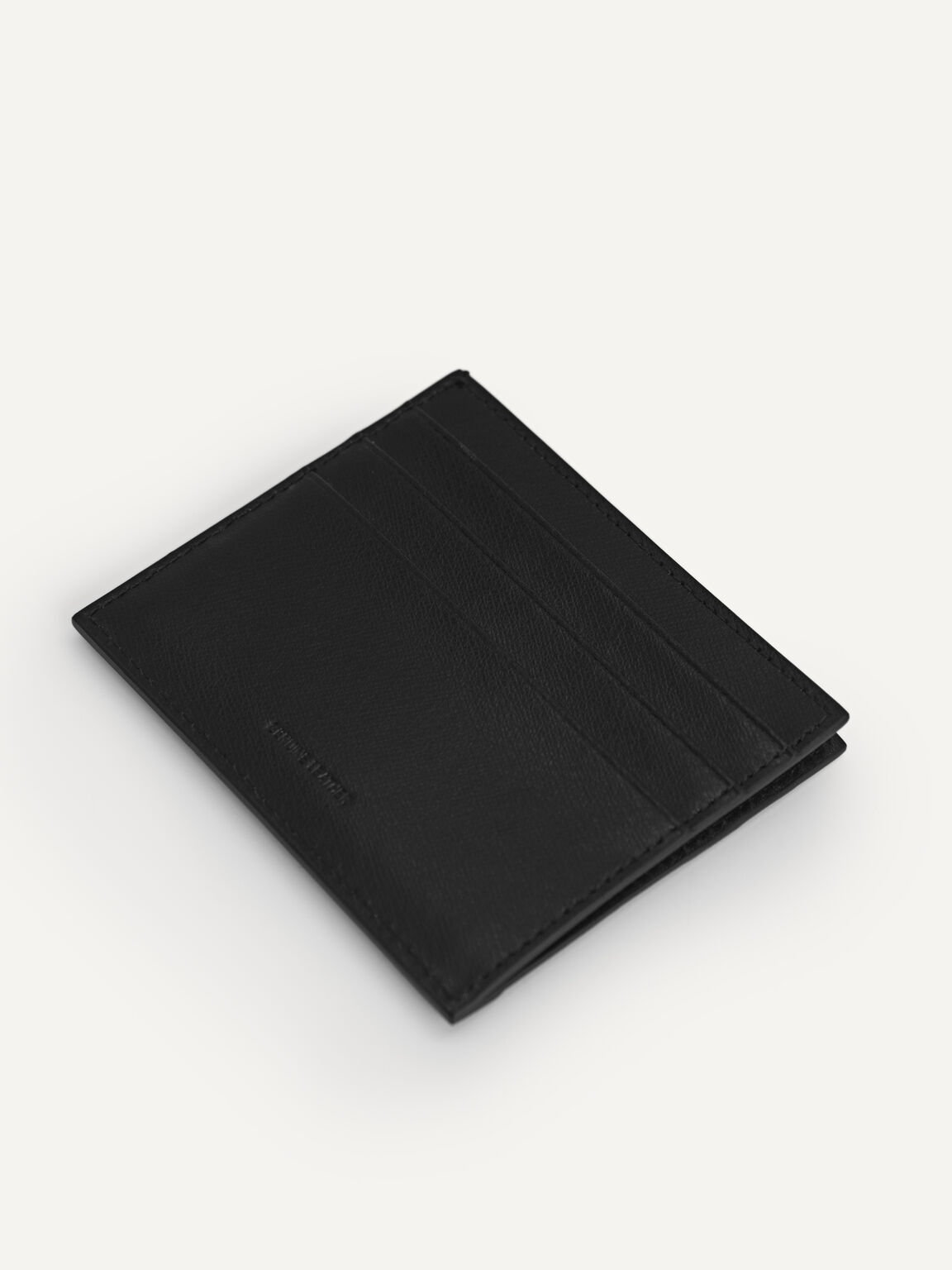 Houndstooth Leather Cardholder, Black