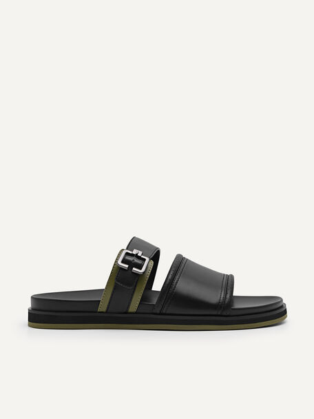 Double Strap Slide Sandals, Black