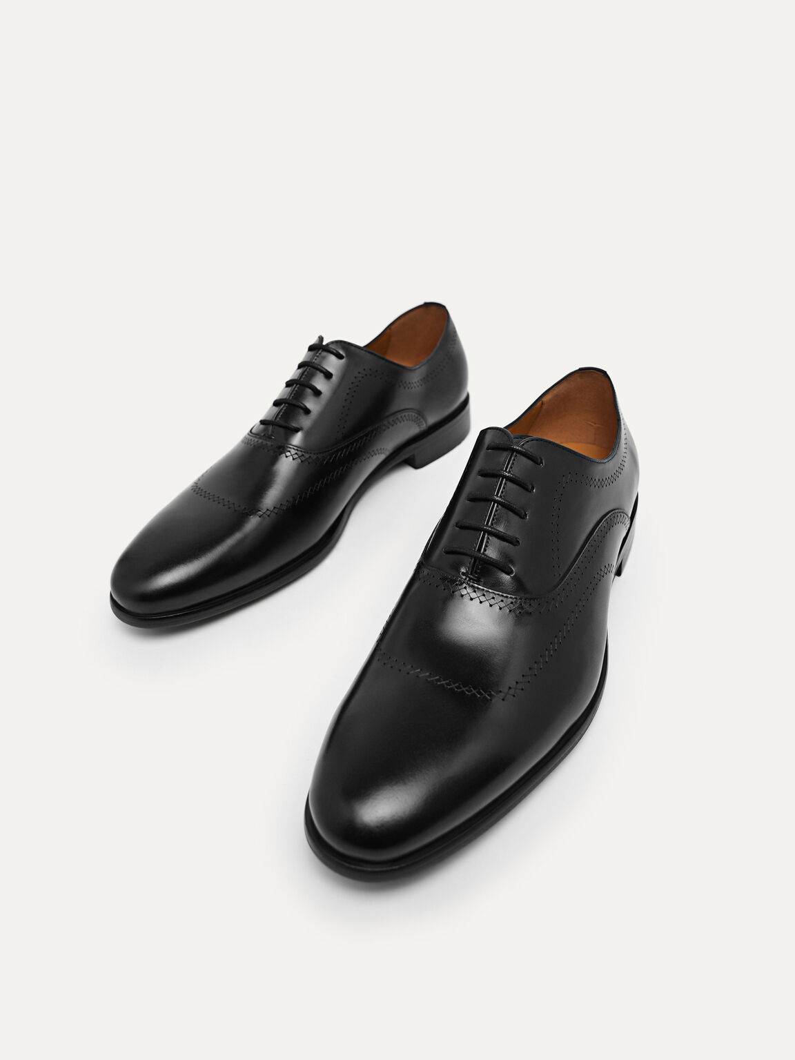 Leather Oxford Shoes, Black, hi-res