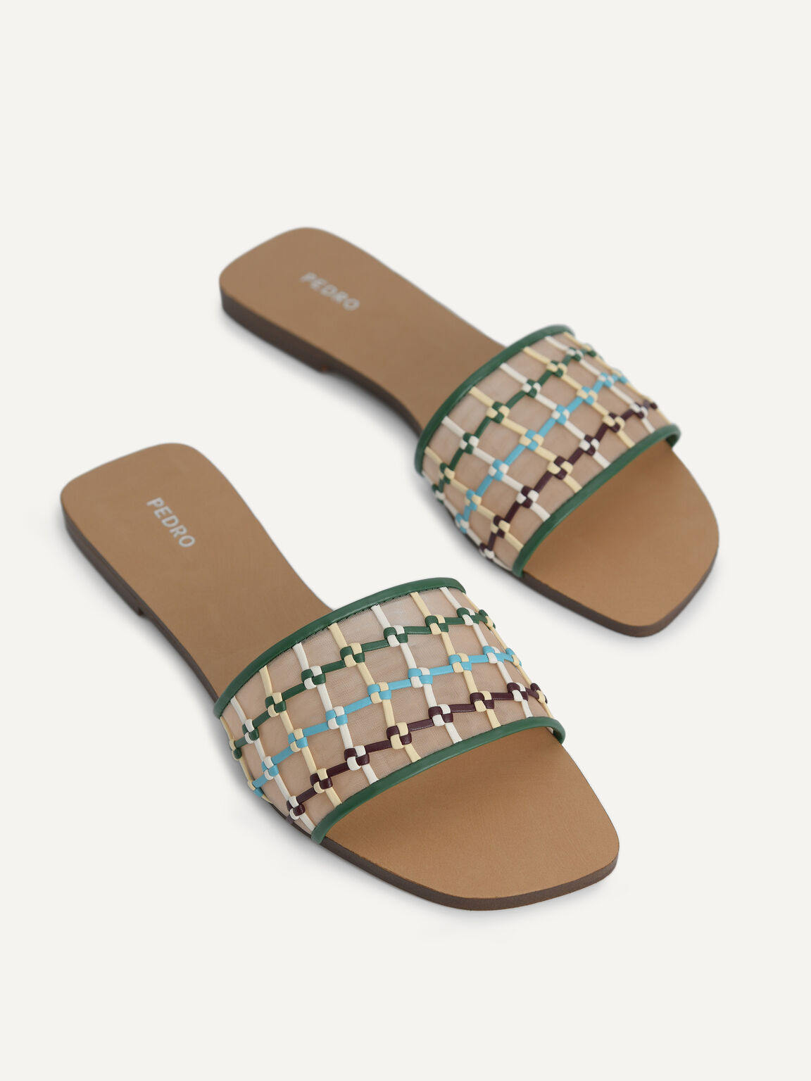 Woven Mesh Slide Sandals, Multi