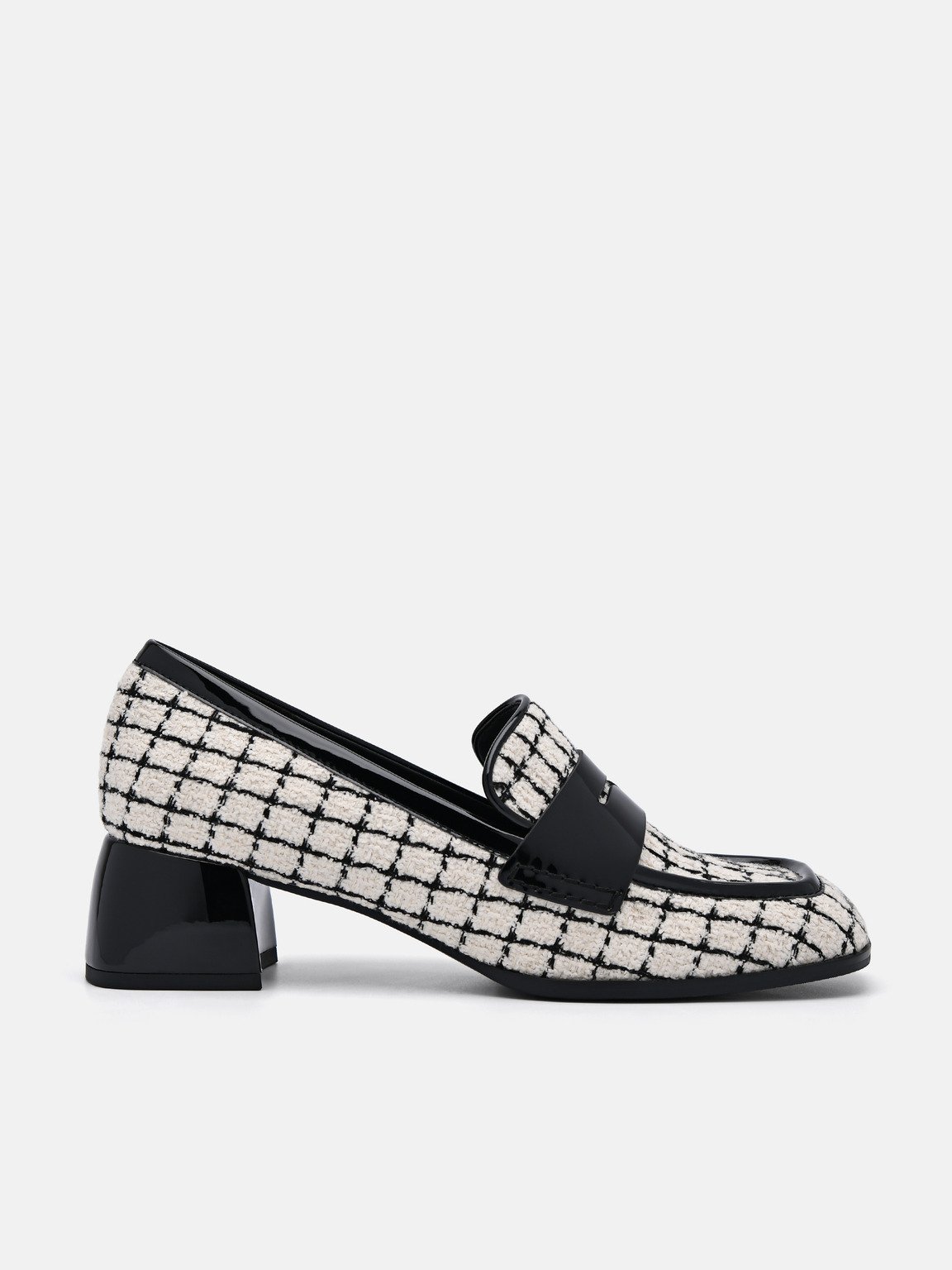 Maggie Leather Tweed Loafers, Chalk