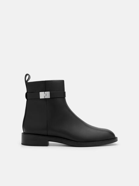 Jatte Leather Boots, Black