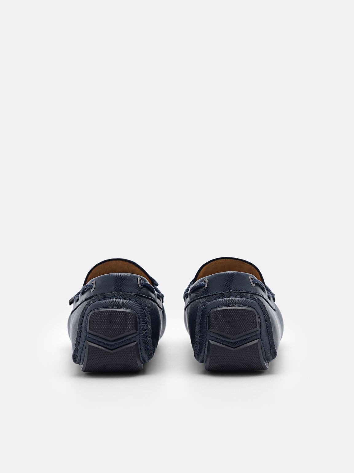 Navy Leather Bow Moccasins - PEDRO MY