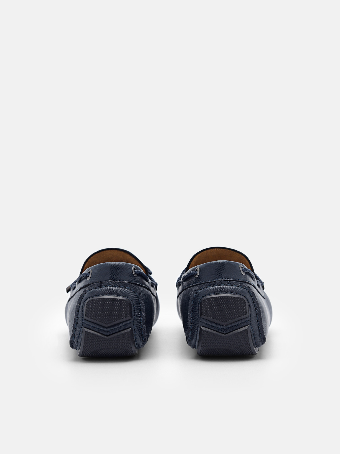 Leather Bow Driving Shoes, Navy