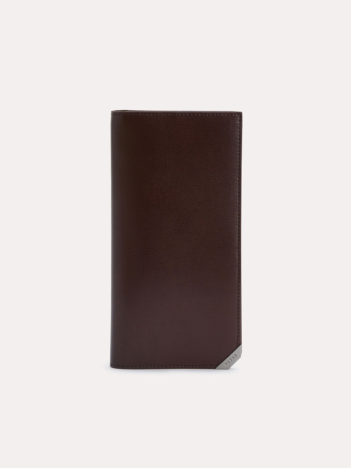 Long Textured Leather Wallet, Brown