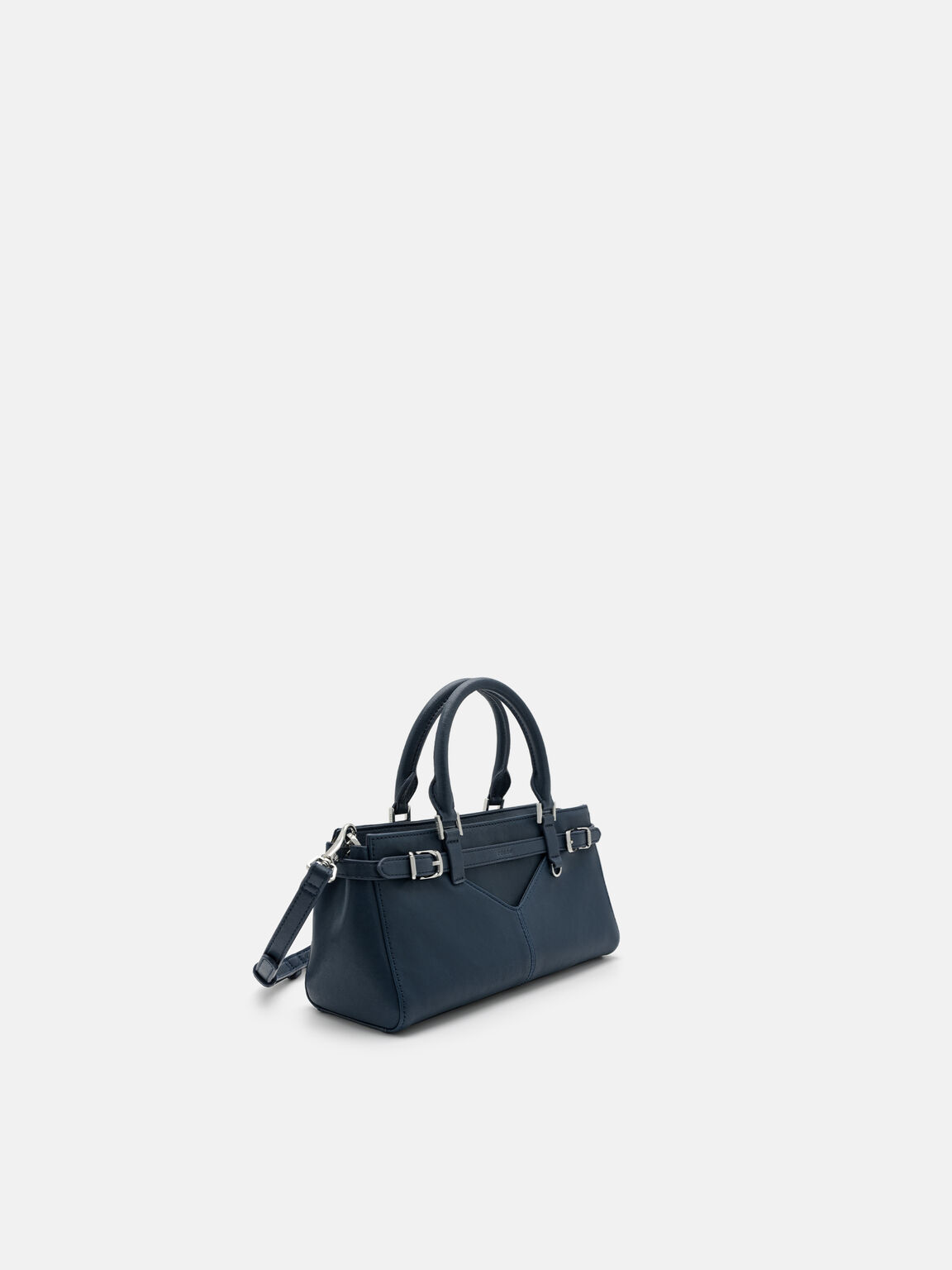 Vienna Leather Handbag, Navy, hi-res