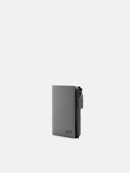 V&iacute; đựng thẻ gập đ&ocirc;i Leather, X&aacute;m v&acirc;n sần, hi-res