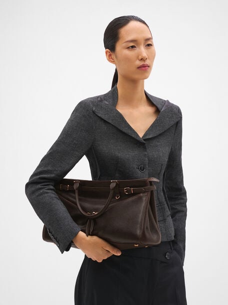 Vienna Leather Satchel Bag, Dark Brown, hi-res
