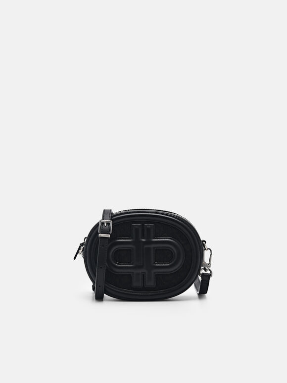 PEDRO Icon Round Leather Shoulder Bag, Black, hi-res