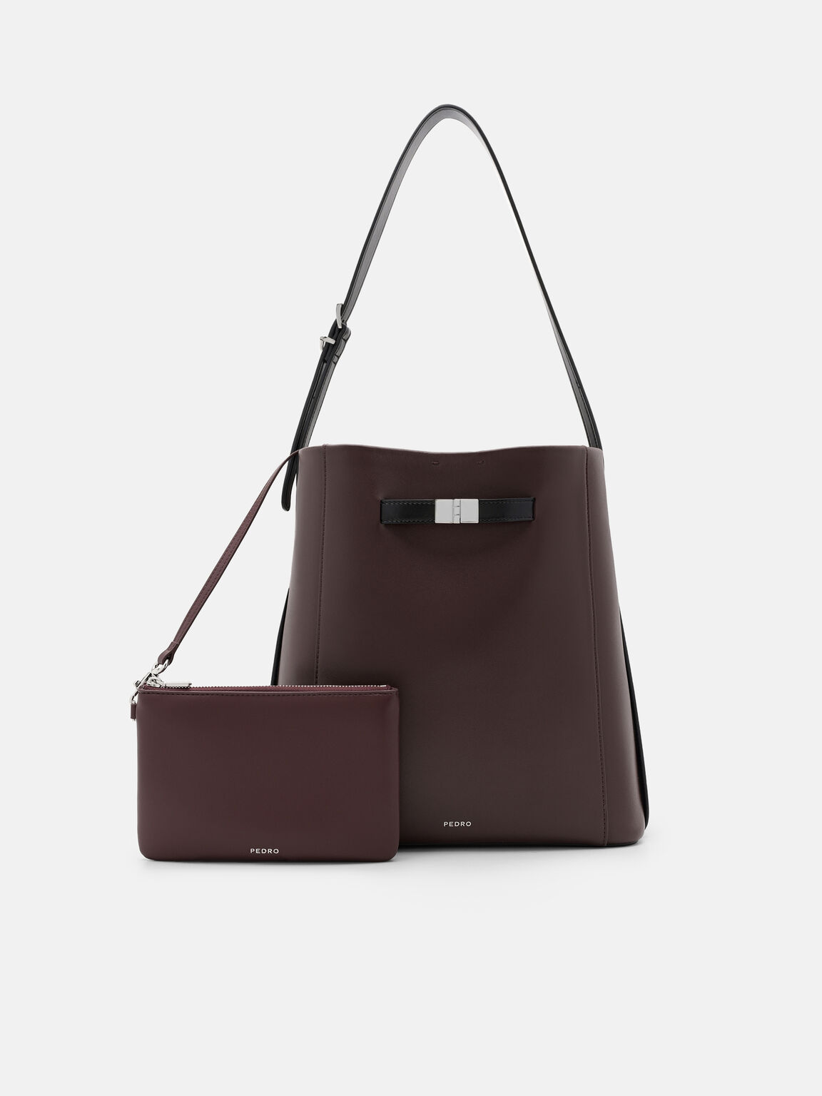 Jatte Belt Leather Bucket Bag, Burgundy, hi-res