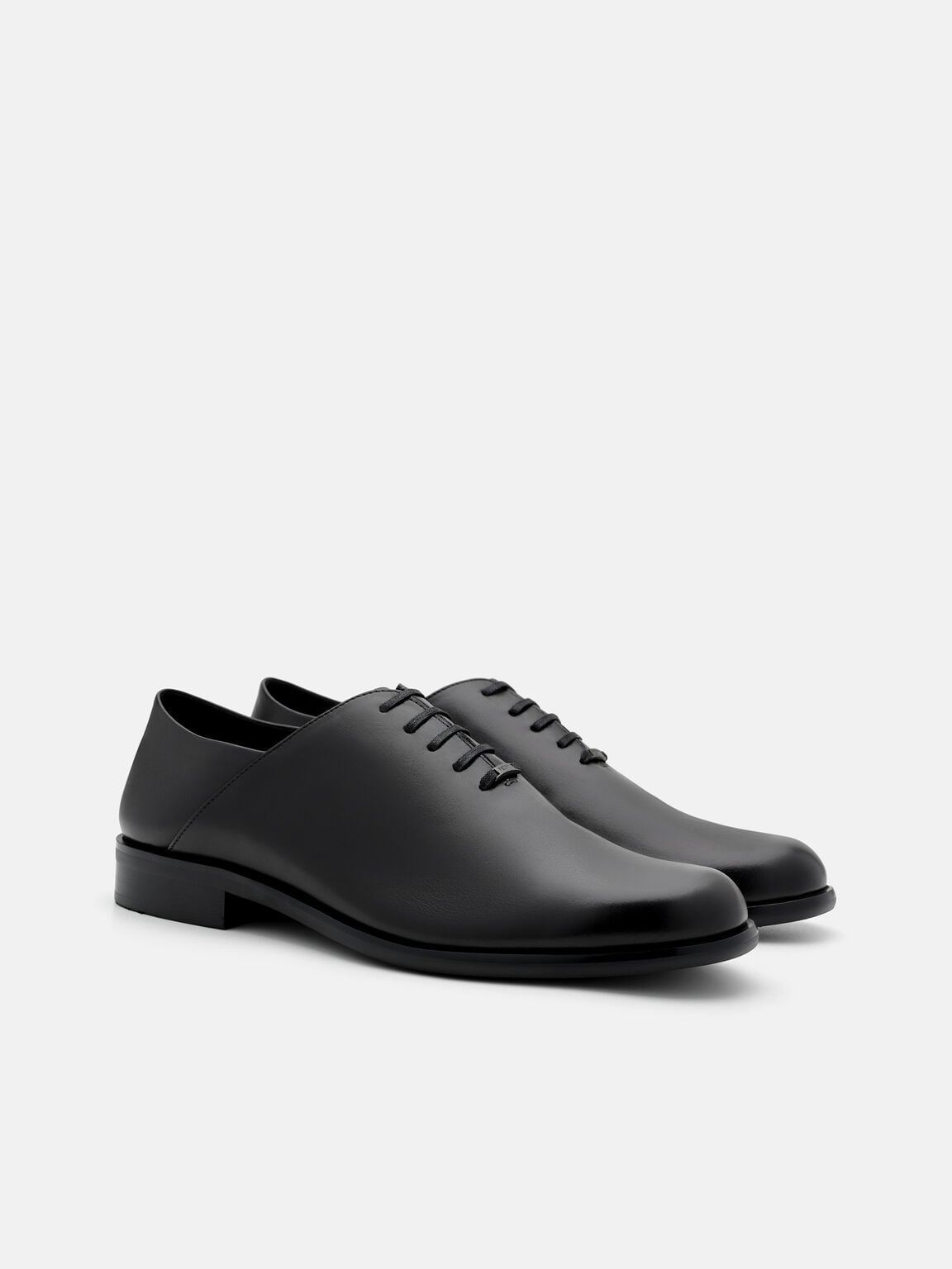 Burnished Leather Oxford Shoes, Black Burnish, hi-res